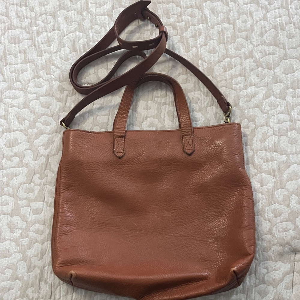 Madewell Transport Tote Leather Crossbody Bag Cognac Brown - Picture 2 of 10